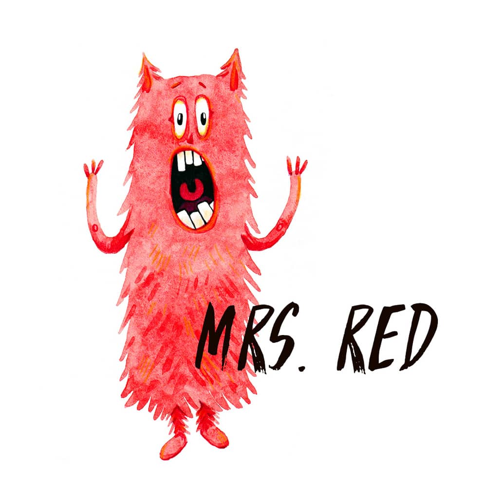 Red Monster watercolour illustration