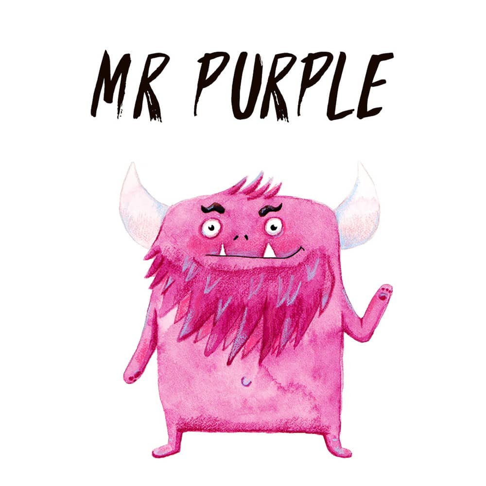 Purple Monster watercolour illustration