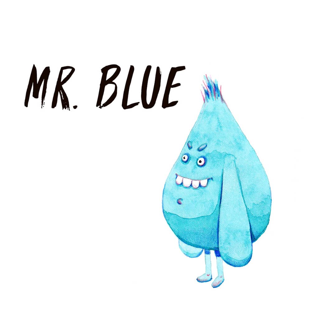 Blue Monster watercolour illustration