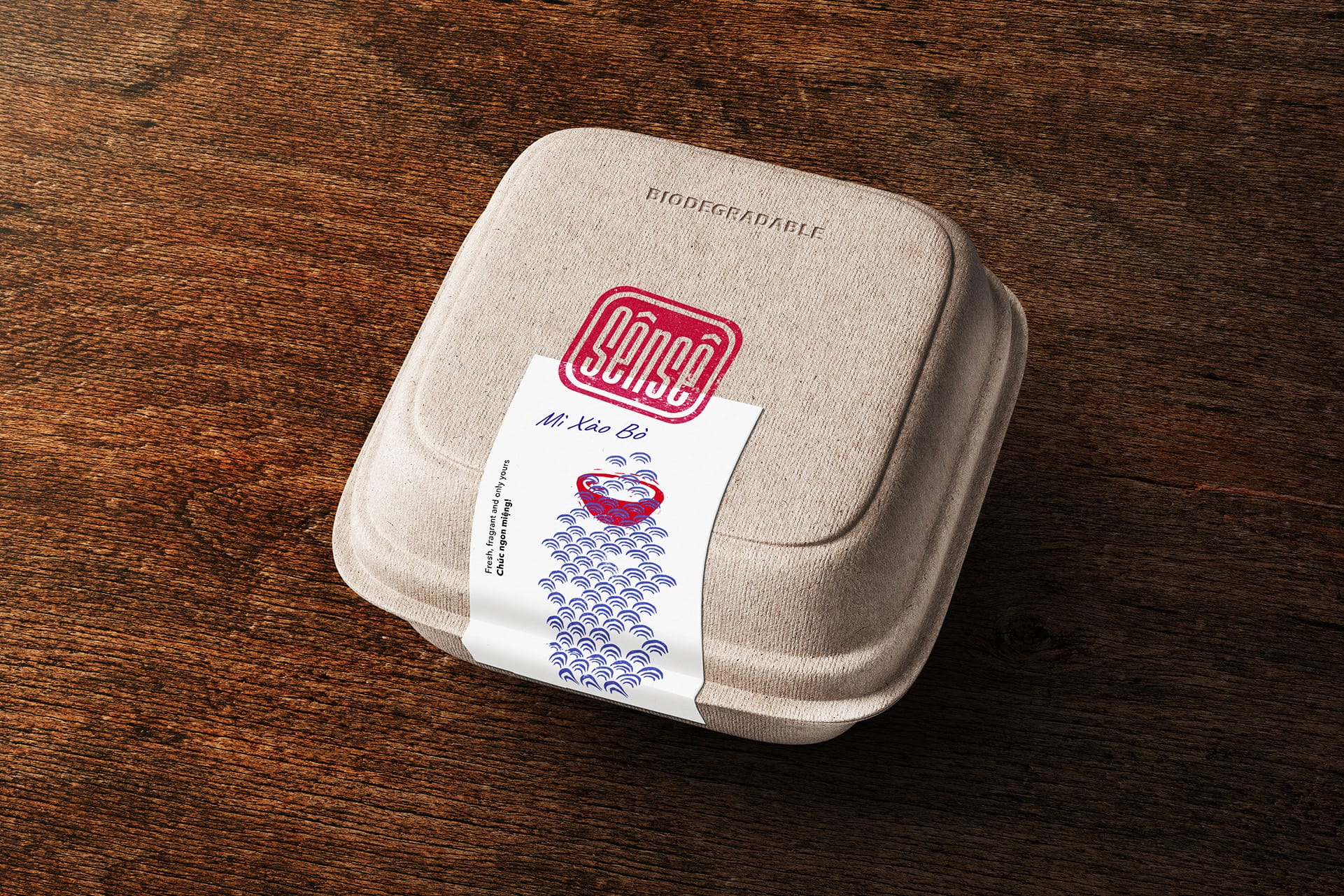 Sense Vietnamese restaurant take-out box packaging design