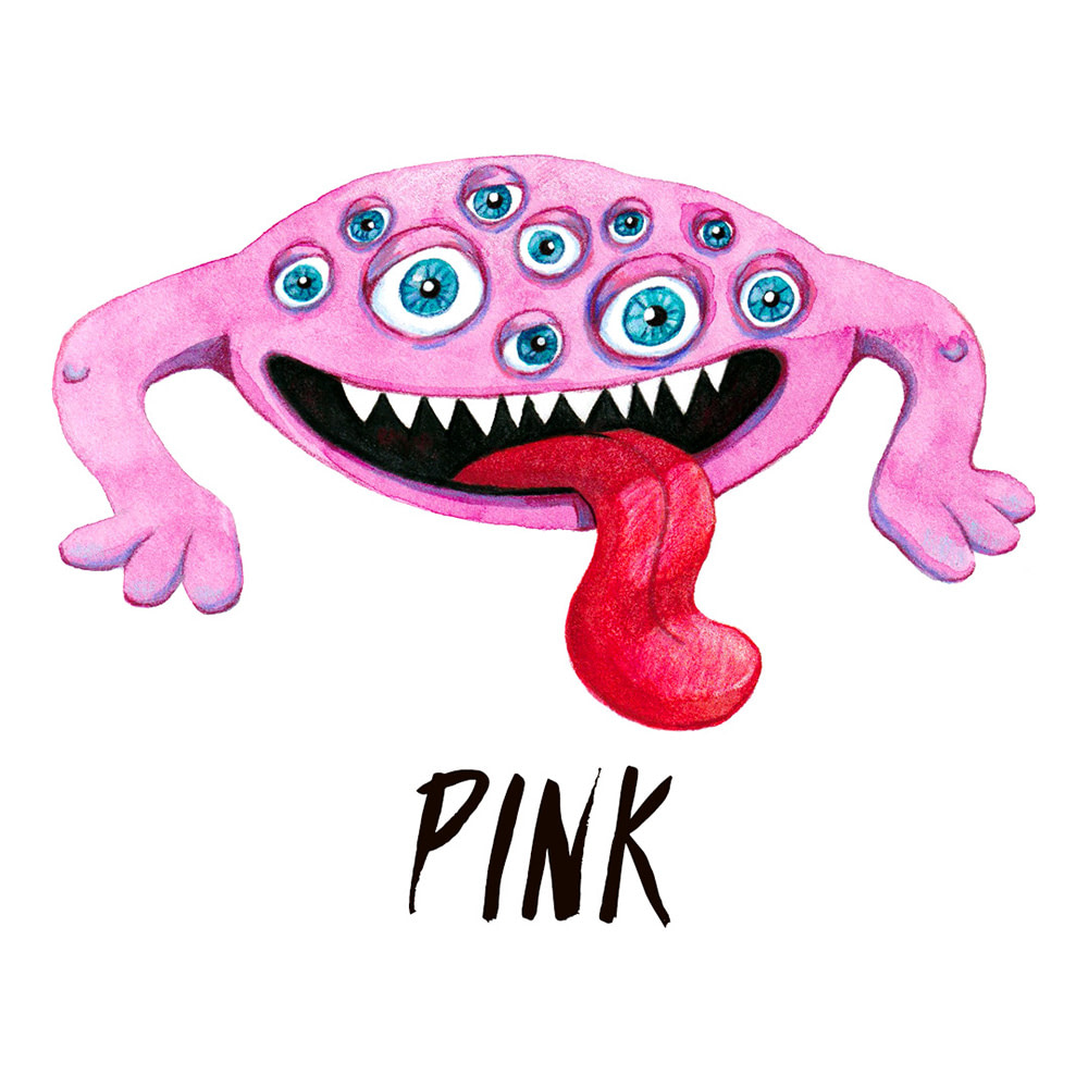 Pink Monster watercolour illustration